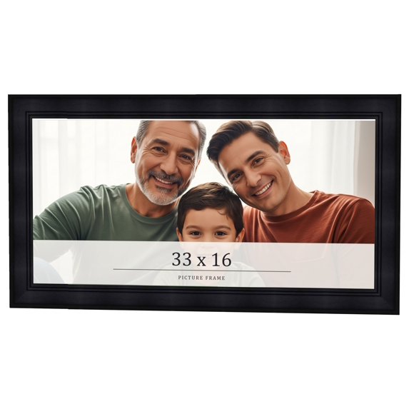 33x16 Frame Black Passaggi Solid Wood Picture Frame Width 1.5 Inches | Interior Depth 0.5 Inches |