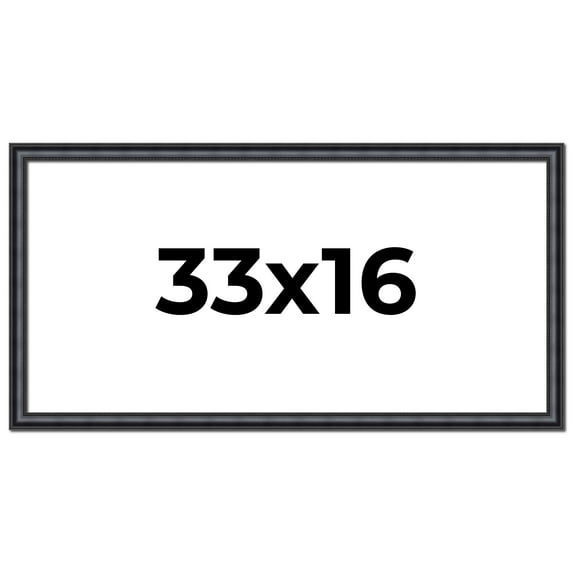 33x16 Frame Black Real Wood Picture Frame Width 1.25 inches | Interior Frame Depth 0.5 inches |