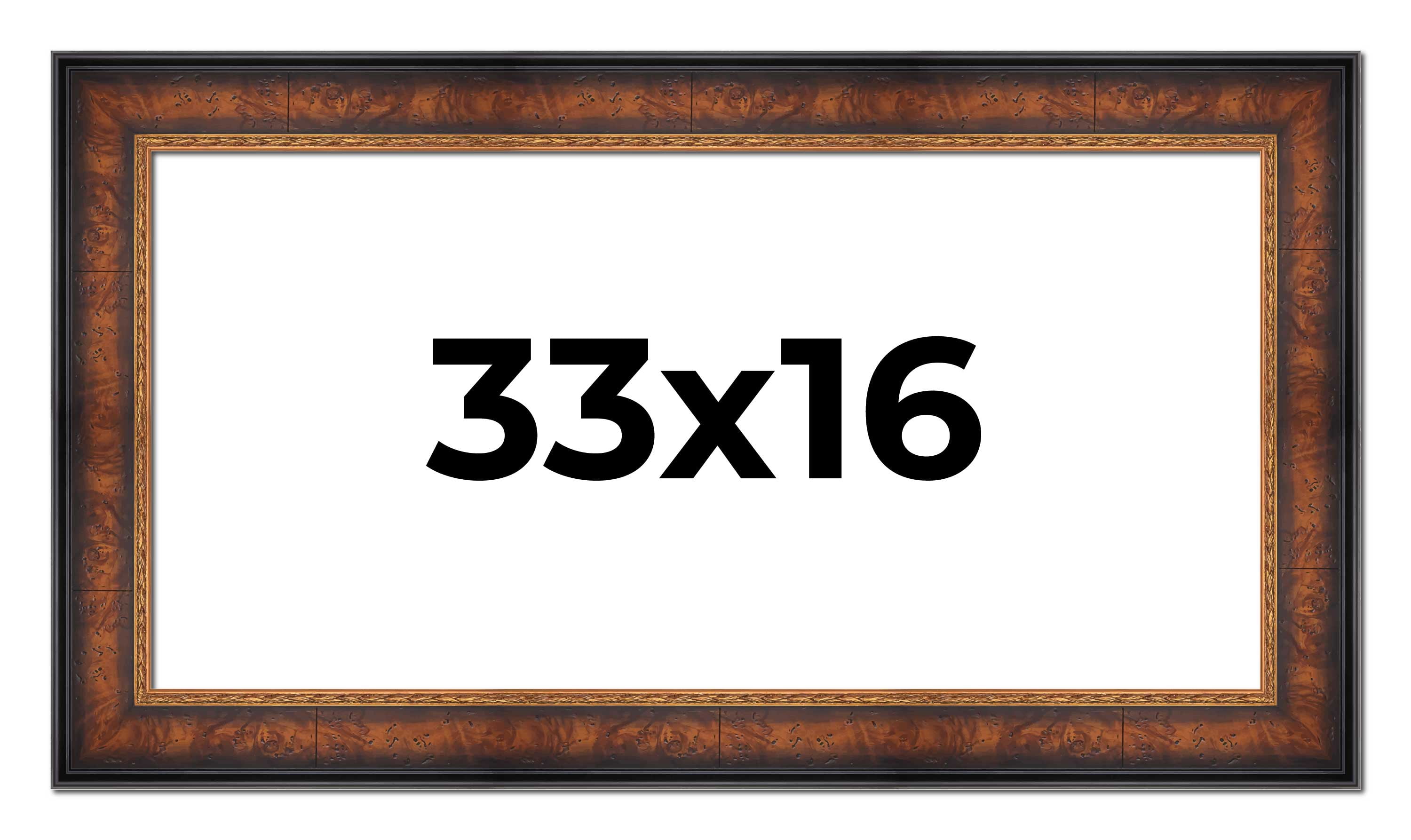 3 Inch Picture Frame 33x16 Frame Brown Walnut Gold Ornate Trim Solid Wood Plein Air Picture ...
