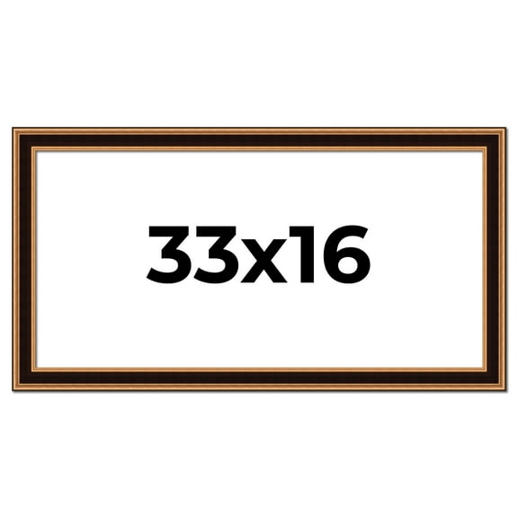 33x16 Frame Gold Brown Plein Air Vintage Solid Wood Picture Frame | 1.75 Inches Moulding Width |