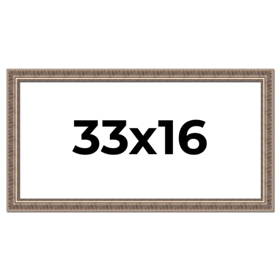33x16 Frame Silver Harvest Ornate Solid Wood Picture Frame | 1.75 Inch Moulding Width |Mayflower