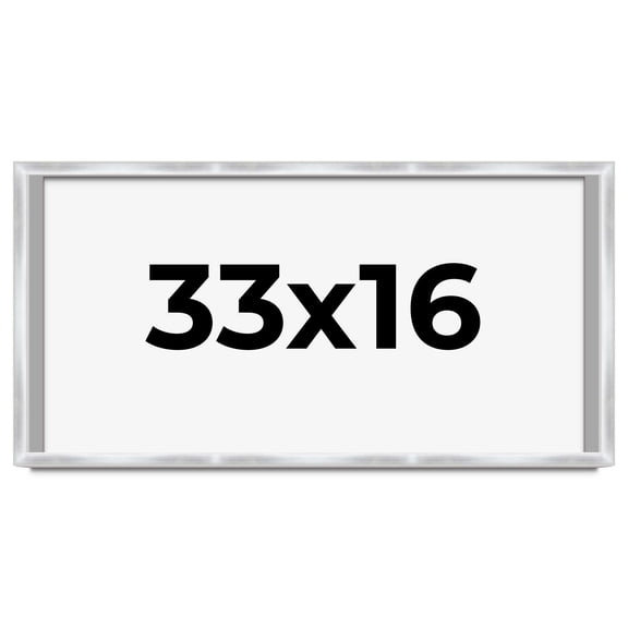 33x16 Frame Silver Whitewashed Wood Grain Solid Wood Shadow Box | 0.75 Inch Moulding Width | 0.75