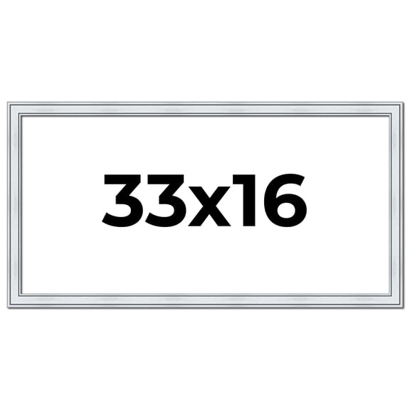 33x16 Frame Sterling Silver Solid Wood Picture Frame | 1.25 Inch Moulding Width | 0.75 Inch