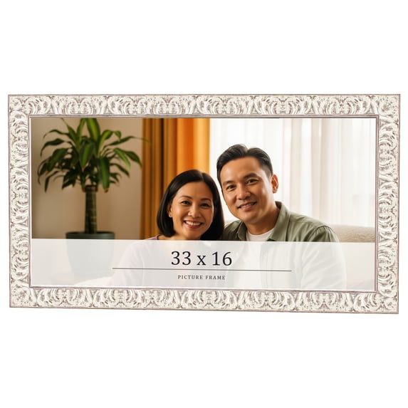 33x16 Frame White Real Wood Picture Frame Width 1.5 inches | Interior Frame Depth 0.5 inches |