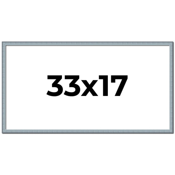 33x17 Frame Blue Scuffed Farm Board Solid Wood Picture Frame Width 0.75 Inches | Interior Depth 0.5