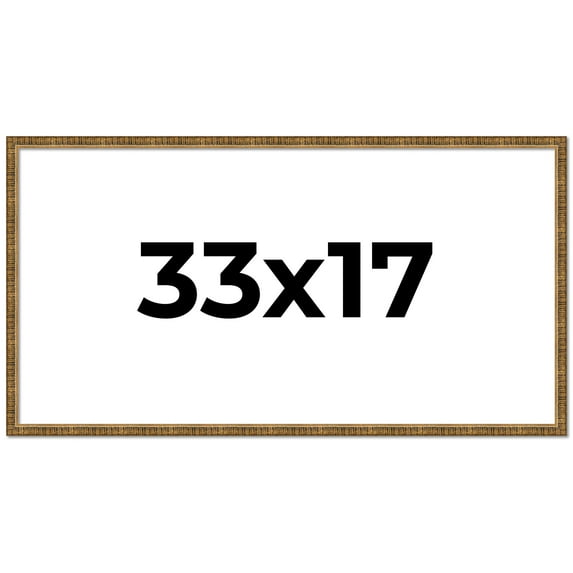33x17 Frame Gold Kingsley Distressed Solid Wood Picture Frame Width 0.75 Inches | Interior Frame