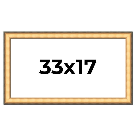 33x17 Frame Gold Plein Aire Solid Wood Picture Frame Width 2 Inches | Interior Frame Depth 0.5