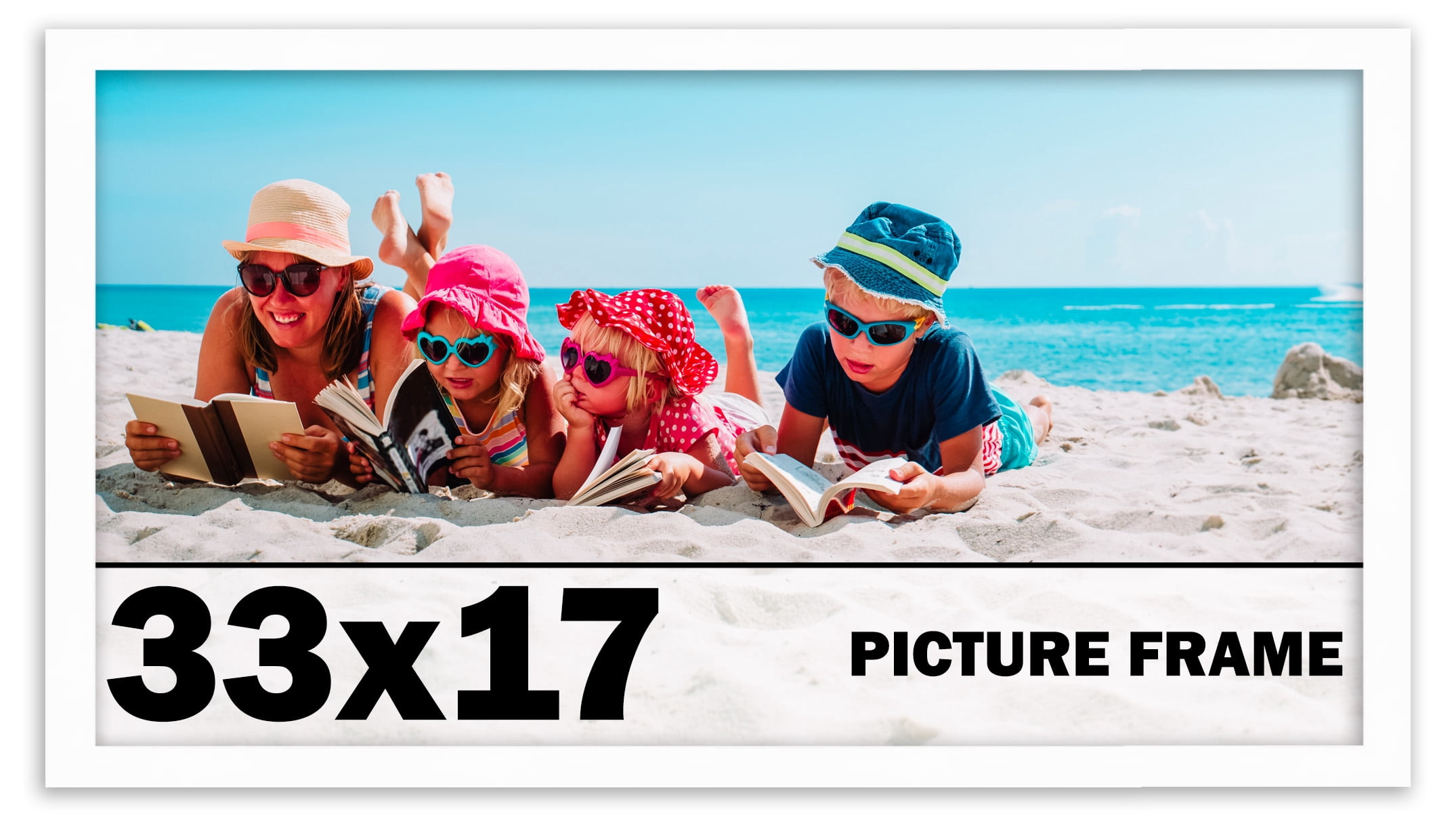 33x17 Frame White Solid Wood Picture Frame Includes UV Acrylic Shatter ...