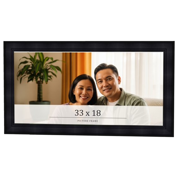33x18 Frame Black Passaggi Solid Wood Picture Frame Width 1.5 Inches | Interior Depth 0.5 Inches |