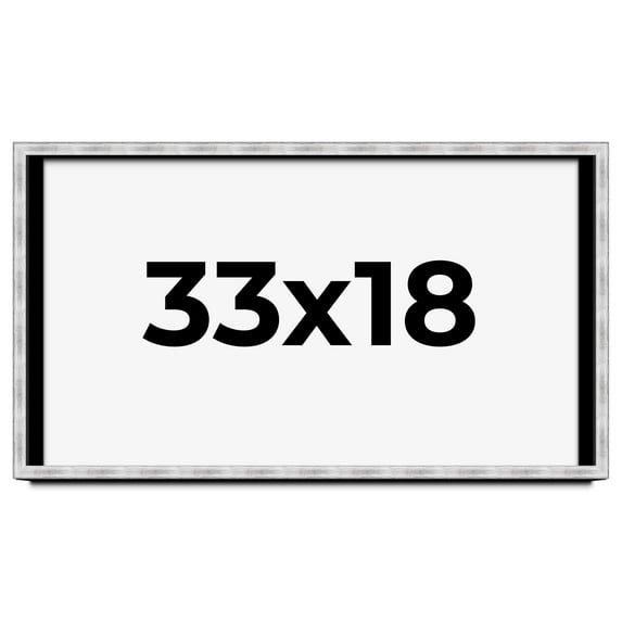 33x18 Frame Brushed Silver Solid Wood Picture Frame | 0.75 Inch Moulding Width | Rabbet Depth 0.75
