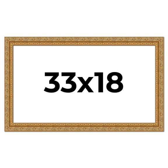 33x18 Frame Gold Ornate Solid Wood Picture Frame | 2 Inch Moulding Width | Firman Traditional Photo
