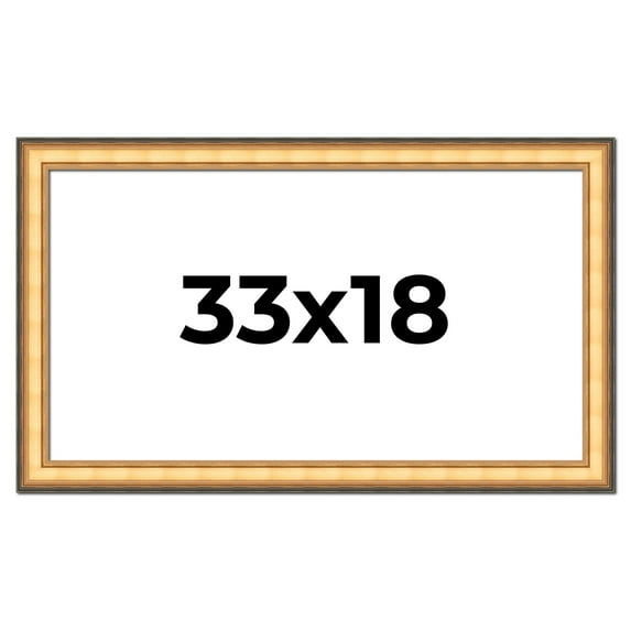 33x18 Frame Gold Plein Aire Solid Wood Picture Frame Width 2 Inches | Interior Frame Depth 0.5