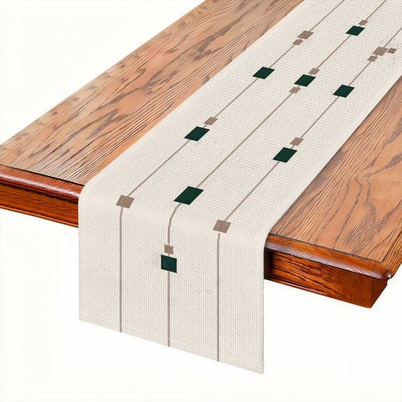 33x183Geometric Pattern Modern Table Runner Linen Minimalist Decor Embroidered Table Runner for Home Dining Decor Contemporary Setting Art Deco