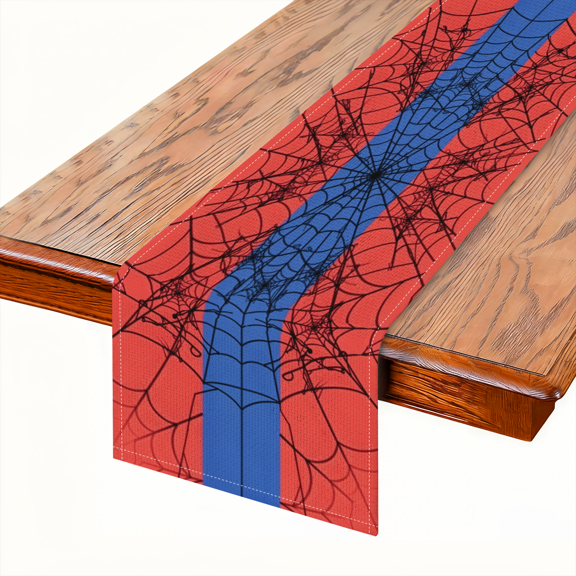 33x183Spiderweb Design Halloween Runner Polyester Spooky Table Decor for Fall Celebration Party Home Event