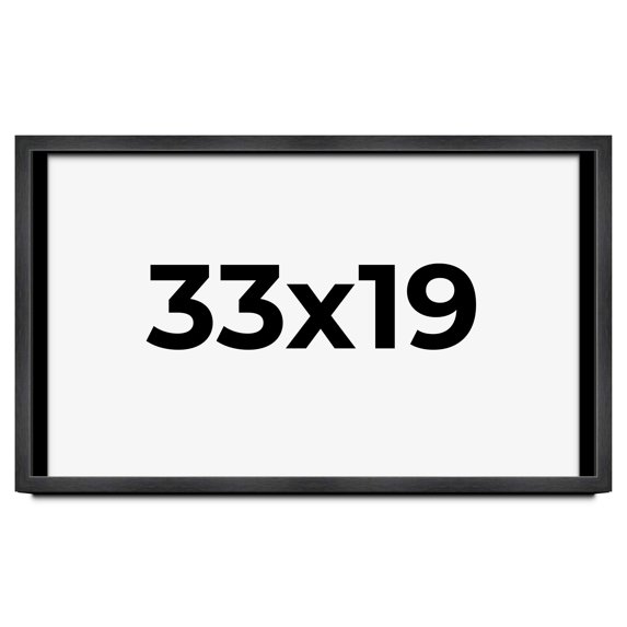 33x19 Frame Black Charcoal Grey Wood Textured Picture Frame | 0.75 Inch Moulding Width | Gunmetal