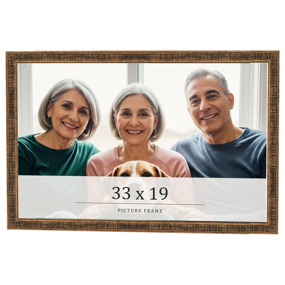 33x19 Frame Gold Kingsley Distressed Solid Wood Picture Frame Width 0.75 Inches | Interior Frame
