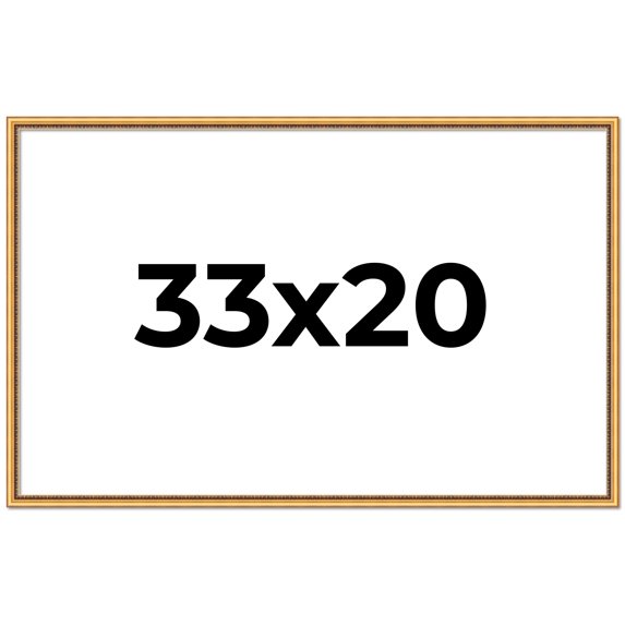 33x20 Frame Beaded Gold Solid Wood Picture Frame | 0.75 Inches Moulding Width | Liscio Oro