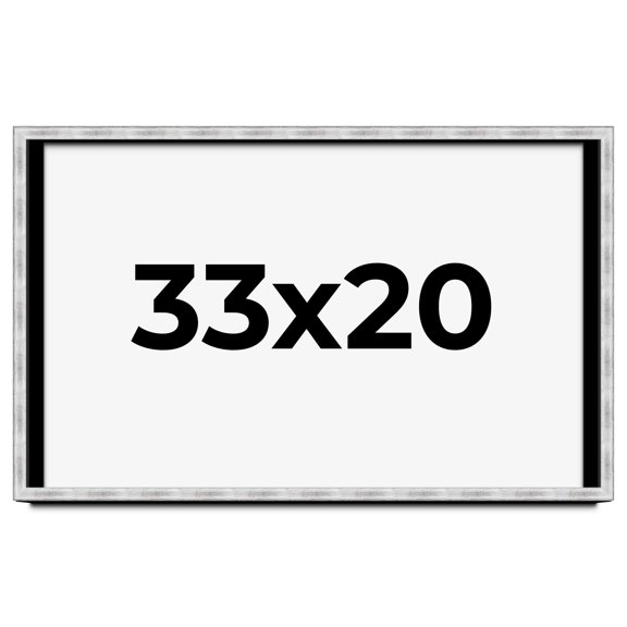 33x20 Frame Brushed Silver Solid Wood Picture Frame | 0.75 Inch Moulding Width | Rabbet Depth 0.75