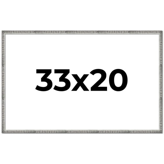 33x20 Frame Silver Grey Distressed Solid Wood Picture Frame | 0.75 Inch Moulding Width | Interior