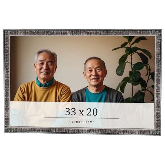 33x20 Frame Silver Grey Distressed Solid Wood Picture Frame | 0.75 Inch Moulding Width | Interior