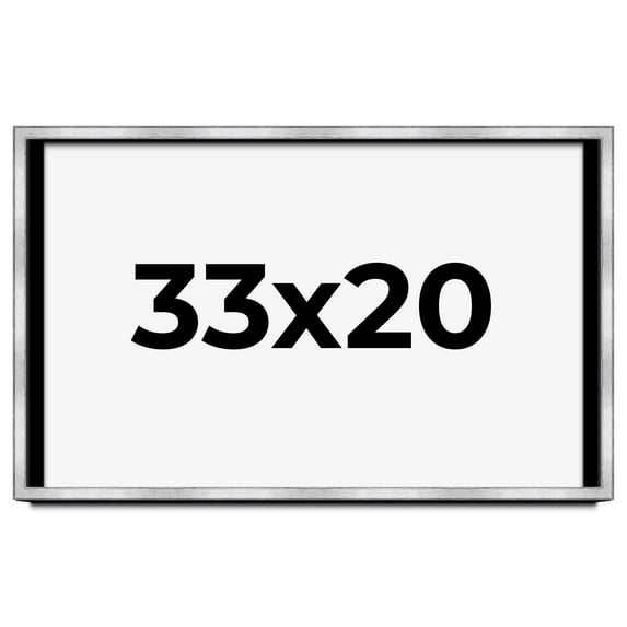 33x20 Shadow Box Frame Silver | 1.375 Inches Deep Real Wood Contemporary Shadowbox Display Frame |