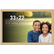 33x22 Frame Natural Wood Picture Frame | 0.75 Inch Moulding Width | with UV Acrylic Plexiglass,