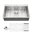 thumbnail image 1 of 33x22x9 Inches, 18 Gauge Stainless Steel Undermount Single Bowl Top Mount Kitchen Sink., 1 of 8