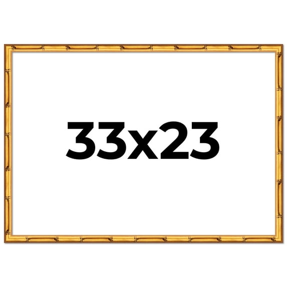 33x23 Frame Gold Bamboo Solid Wood Picture Frame | 1 Inch Moulding Width | Interior Frame Depth