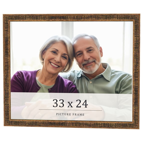 33x24 Frame Gold Kingsley Distressed Solid Wood Picture Frame Width 0.75 Inches | Interior Frame