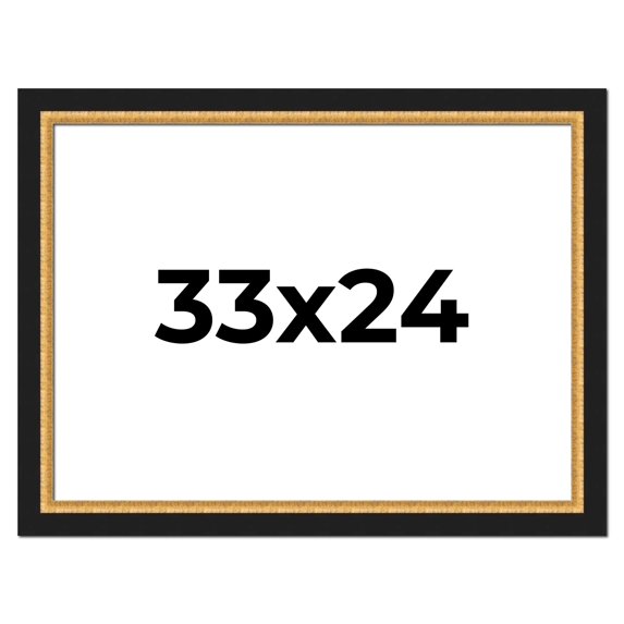 33x24 Frame Gold Real Wood Picture Frame Width 2.25 Inches | Interior Frame Depth 0.5 Inches |