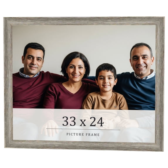 33x24 Frame Grey Solid Wood Picture Frame Width 1 Inches | Interior Frame Depth 0.5 Inches |