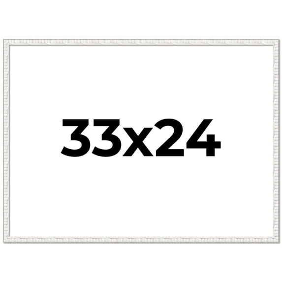 33x24 Frame White Scuffed Rustic Solid Wood Picture Frame | 0.75 Inch Moulding Width| Includes UV
