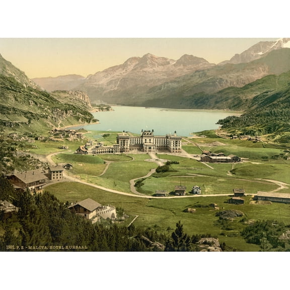 33x24in Coated Paper Switzerland Photographic Print Poster Most Beautiful Places Oberes Engadin Maloja und Silsersee um 1900