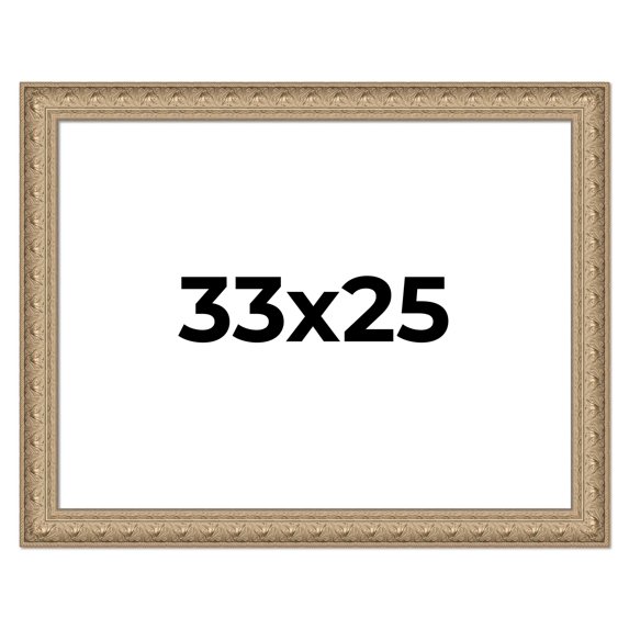 33x25 Frame Ornate Silver Beaded Solid Wood Picture Frame Width 2.5 Inches | Interior Depth 1