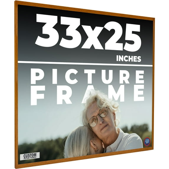 33x25 Honey Brown Real Wood Picture Frame Width 0.75 inches | Interior Frame Depth 0.5 inches |