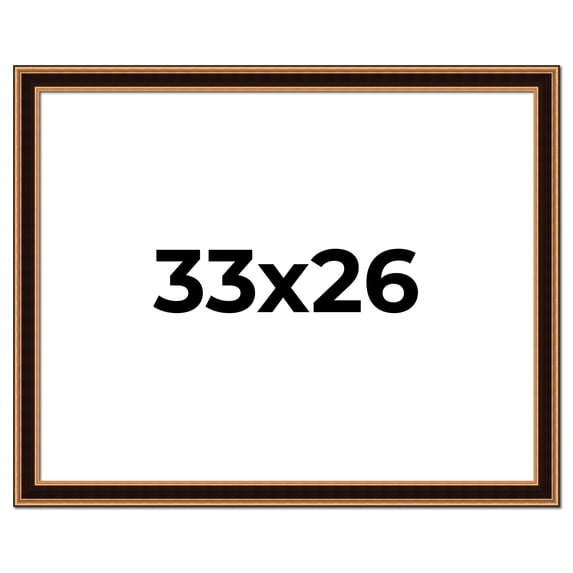 33x26 Frame Gold Brown Plein Air Vintage Solid Wood Picture Frame | 1.75 Inches Moulding Width |