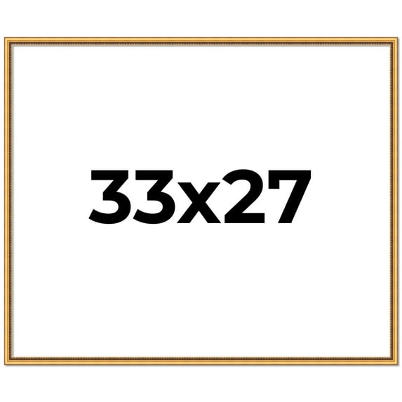 33x27 Frame Beaded Gold Solid Wood Picture Frame | 0.75 Inches Moulding Width | Liscio Oro