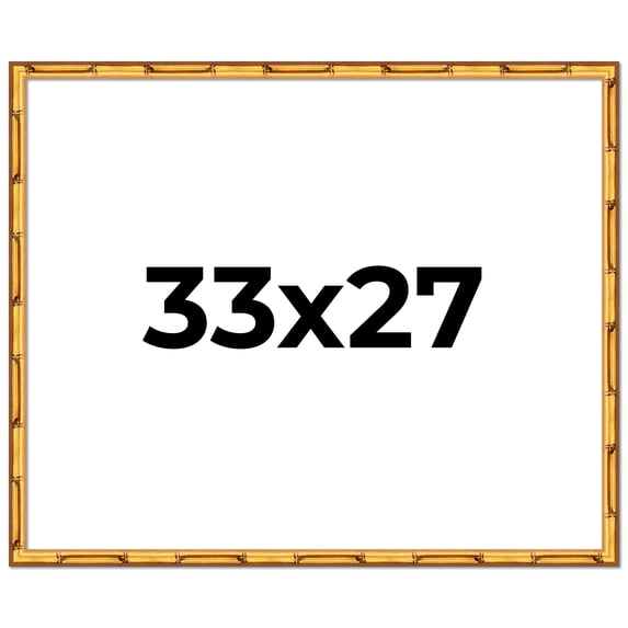 33x27 Frame Gold Bamboo Solid Wood Picture Frame | 1 Inch Moulding Width | Interior Frame Depth