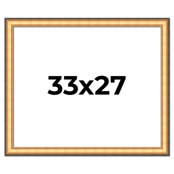 33x27 Frame Gold Plein Aire Solid Wood Picture Frame Width 2 Inches | Interior Frame Depth 0.5