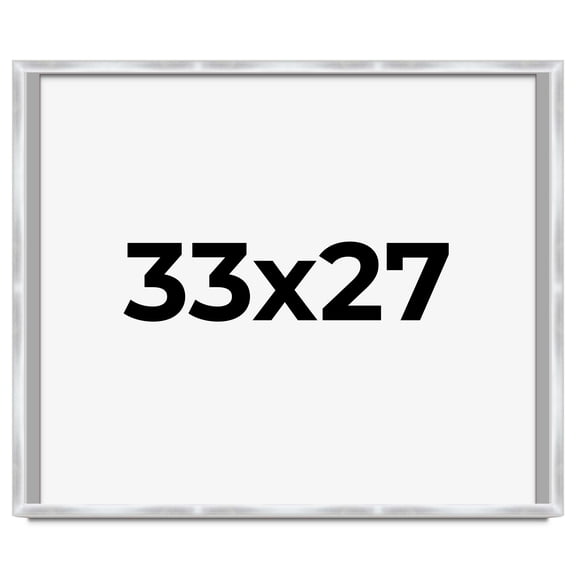 33x27 Frame Silver Whitewashed Wood Grain Solid Wood Shadow Box | 0.75 Inch Moulding Width | 0.75