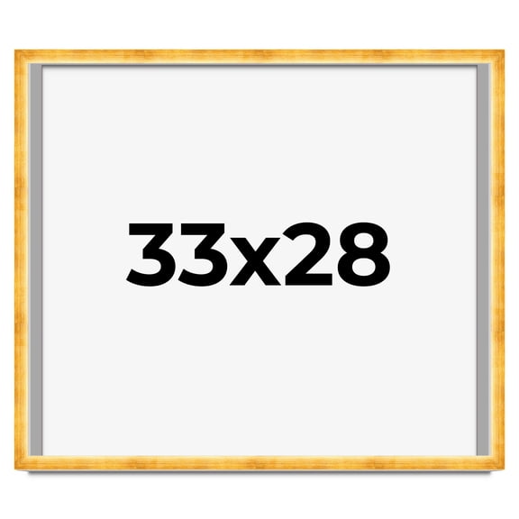 33x28 Shadow Box Frame Gold | 1.625 Inches Deep Real Wood Traditional Shadowbox Display Frame | UV