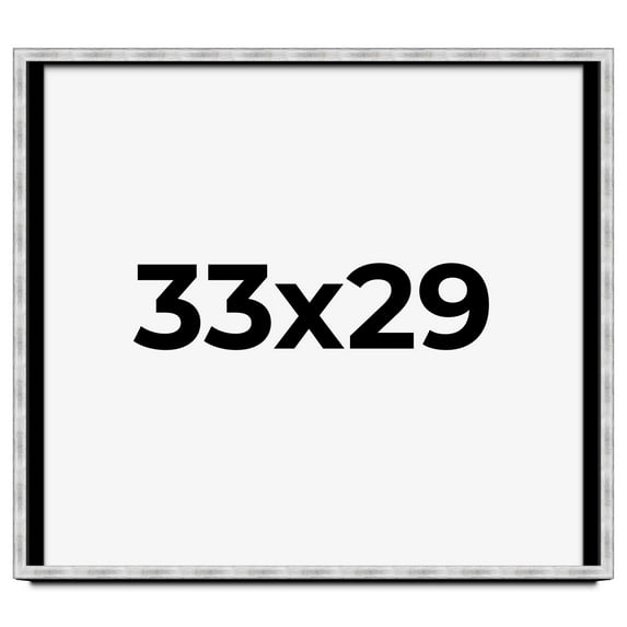 33x29 Frame Brushed Silver Solid Wood Picture Frame | 0.75 Inch Moulding Width | Rabbet Depth 0.75