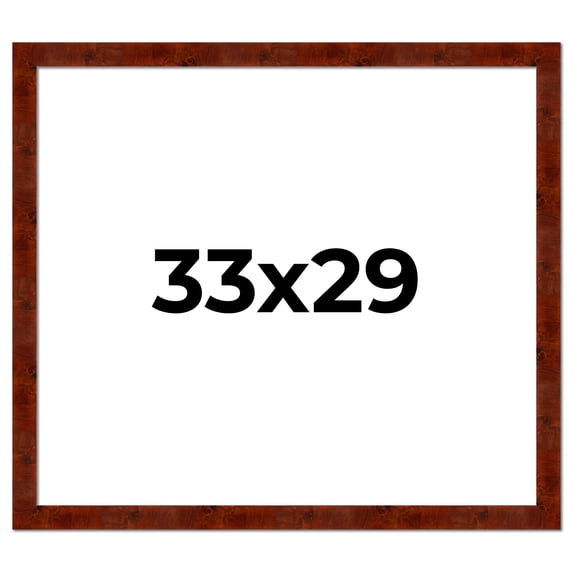 33x29 Walnut Brown Veneer Real Wood Picture Frame Width 1.75 inches | Interior Frame Depth 0.5