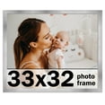 thumbnail image 1 of 33x32 Frame Silver Stainless Steel Solid Wood Picture Frame | 0.75 Inch Moulding Width | Includes, 1 of 8