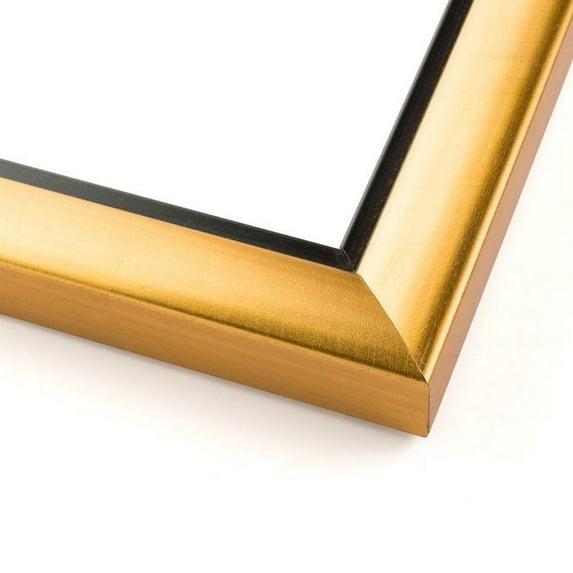 33x33 Frame Gold with Black Rim Solid Wood Picture Frame Width 1.25 Inches | Interior Frame Depth