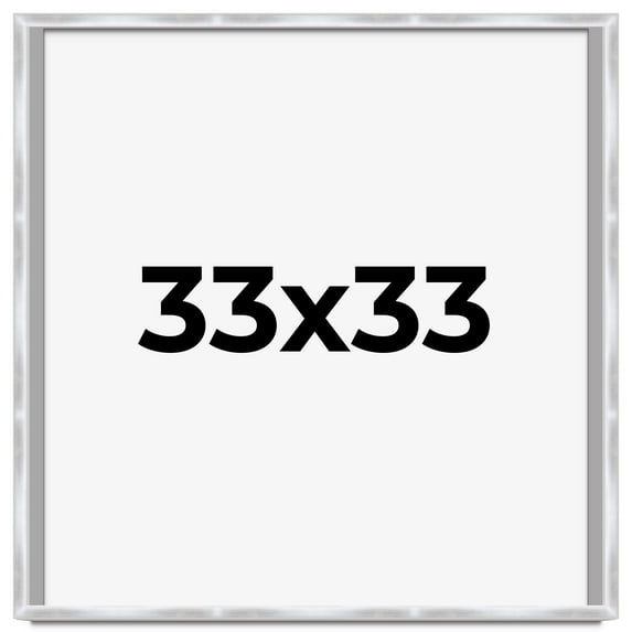 33x33 Frame Silver Whitewashed Wood Grain Solid Wood Shadow Box | 0.75 Inch Moulding Width | 0.75