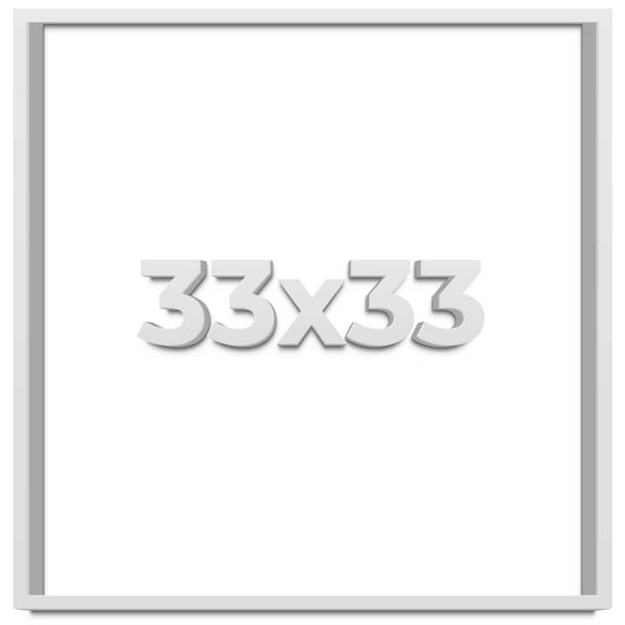 33x33 Shadow Box Frame White | 1 Inches Deep Real Wood Contemporary Shadowbox Display Frame | UV