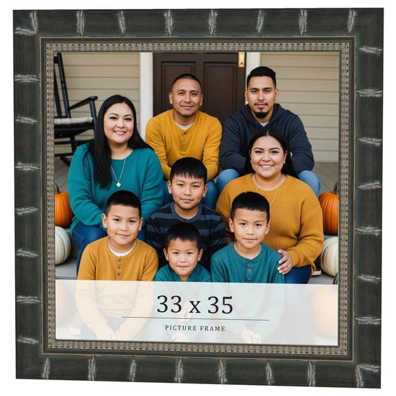 33x35 Frame Black Bamboo Solid Wood Picture Frame Width 1.5 Inches | Interior Frame Depth 0.5
