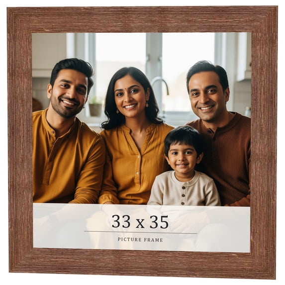33x35 Frame Brown Farmhouse Solid Wood Picture Frame Width 1.5 Inches | Interior Frame Depth 0.5