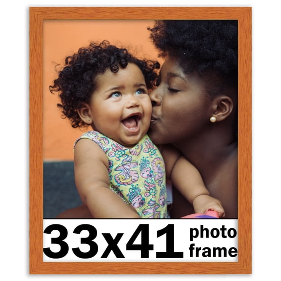 33x41 Frame Honey Pecan Brown Picture Frame - Modern Photo Frame Includes UV Acrylic Shatter Guard